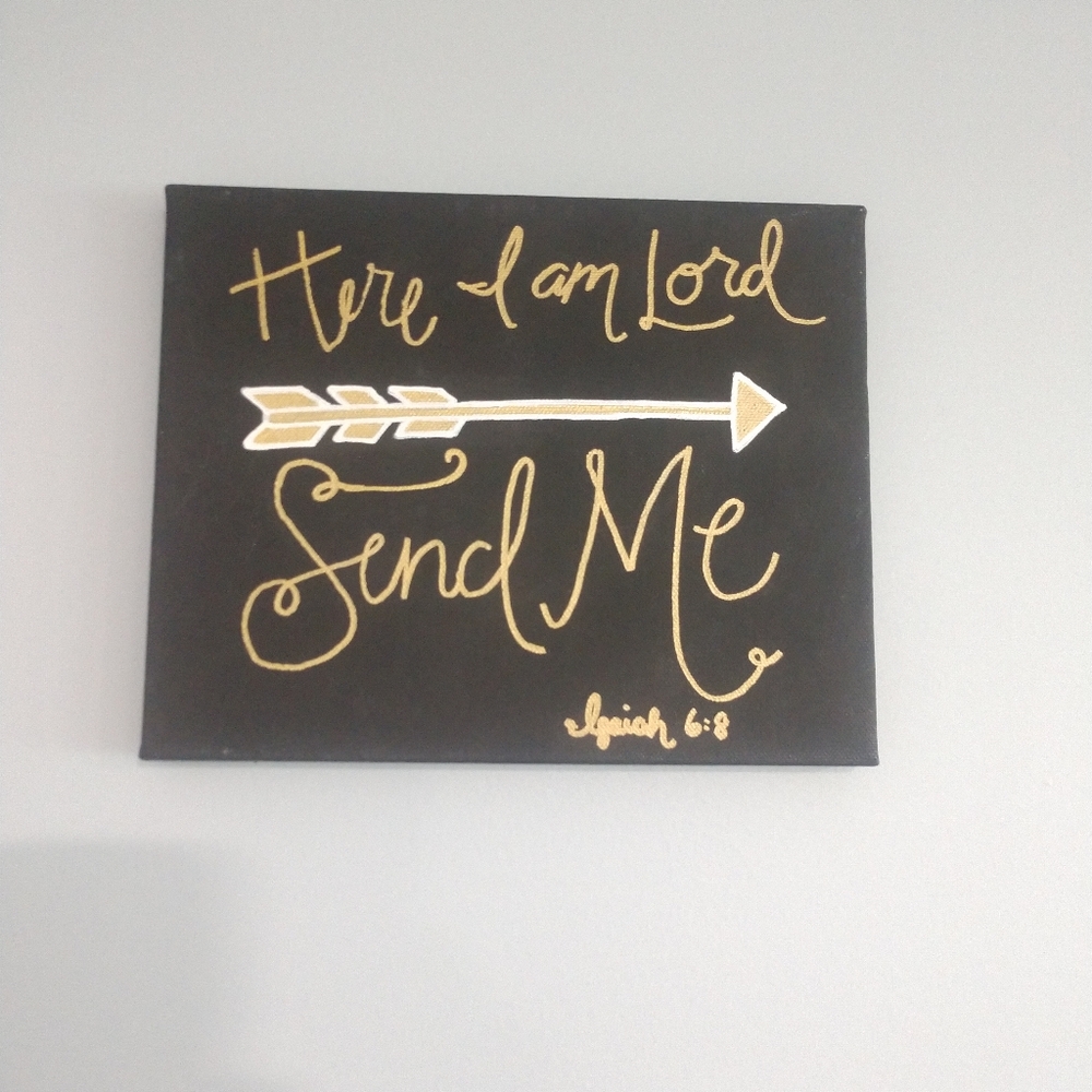 Handmade Isaiah 6:8 acrylic painted sign Christian